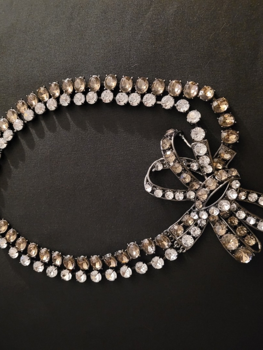 BCBGMaxAzria Champagne and Clear Bow Necklace